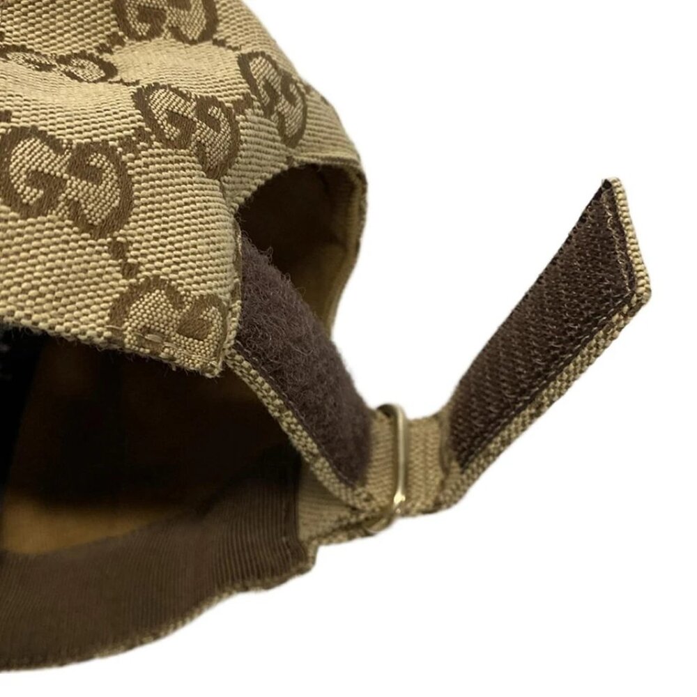 GUCCI GG Cream Dark Brown Gold Cotton Polyester - Hat 406-052025 - Picture 5 of 7